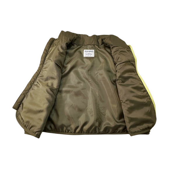 Old Navy Women's Cropped Hybrid Sherpa Fleece Vest Olive Green Neon Accent Large - Picture 5 of 7